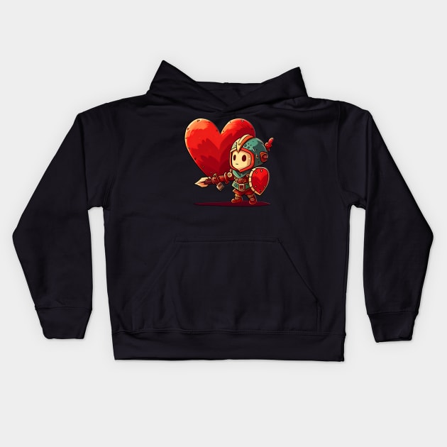 Little Knight fights for love on Valentine's Day Kids Hoodie by MLArtifex